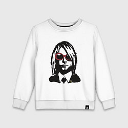 Свитшот хлопковый детский Kurt Cobain Nirvana portrait, цвет: белый