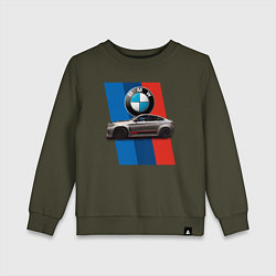 Свитшот хлопковый детский Кроссовер BMW X6 M, цвет: хаки