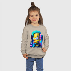 Свитшот хлопковый детский Кибер Барт - нейросеть фантазия, цвет: миндальный — фото 2