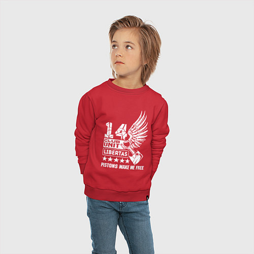 Детский свитшот Поршни делают меня свободным club unit 2 / Красный – фото 4