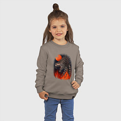 Свитшот хлопковый детский Огненный дракон хамелеон, цвет: утренний латте — фото 2