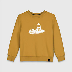 Свитшот хлопковый детский Космонавт сидит на ракете, цвет: горчичный