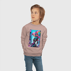 Свитшот хлопковый детский Cyber witch - ai art fantasy, цвет: пыльно-розовый — фото 2