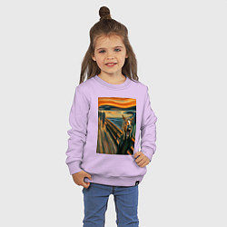 Свитшот хлопковый детский Лошадь кричит - мем картина от нейросети, цвет: лаванда — фото 2