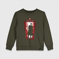 Свитшот хлопковый детский Tardis red, цвет: хаки