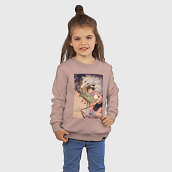 Свитшот хлопковый детский Принцесса Мононоке - волк Моро, цвет: пыльно-розовый — фото 2