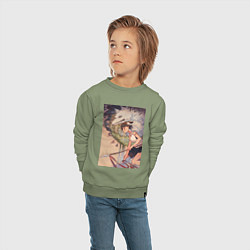 Свитшот хлопковый детский Принцесса Мононоке - волк Моро, цвет: авокадо — фото 2