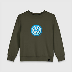 Свитшот хлопковый детский Volkswagen logo blue, цвет: хаки