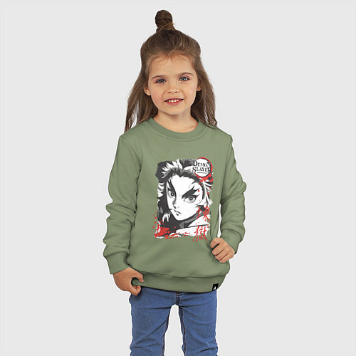 Детский свитшот Клинок рассекающий демонов Ренгоку demon slayer / Авокадо – фото 3