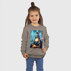 Свитшот хлопковый детский Gioconda - cyberpunk ai art fantasy, цвет: утренний латте — фото 2
