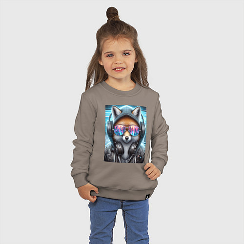 Детский свитшот Urban fox - ai art / Утренний латте – фото 3