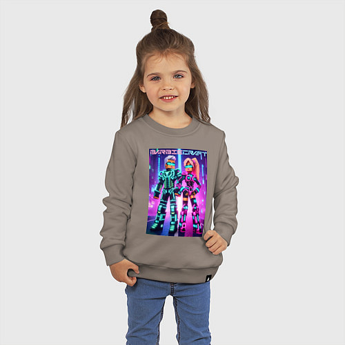 Детский свитшот Barbie and Minecraft - collaboration / Утренний латте – фото 3