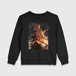 Свитшот хлопковый детский Клинок, рассекающий демонов Дзэнъицу Агацума молни, цвет: черный
