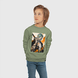 Свитшот хлопковый детский Ван-Пис Зоро Ророноа фехтовальщик, цвет: авокадо — фото 2