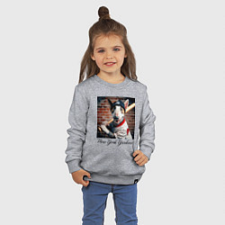 Свитшот хлопковый детский Bull terrier - New York yankees baseball team, цвет: меланж — фото 2