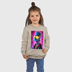 Свитшот хлопковый детский Cyber Bart Simpson - neon glow ai art, цвет: миндальный — фото 2