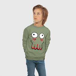 Свитшот хлопковый детский John Zoidberg Face, цвет: авокадо — фото 2