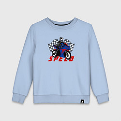 Свитшот хлопковый детский Девушка и мотокросс, цвет: мягкое небо