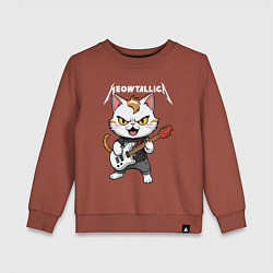 Свитшот хлопковый детский Meowtallica rock, цвет: кирпичный