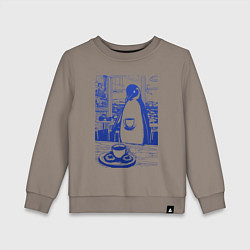 Свитшот хлопковый детский Кофе для пингвина, цвет: утренний латте