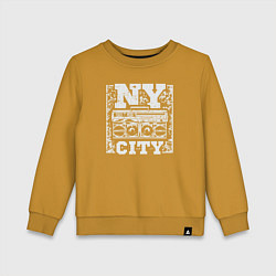 Свитшот хлопковый детский New York city music, цвет: горчичный