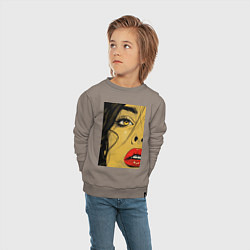 Свитшот хлопковый детский Женский портрет поп-арт, цвет: утренний латте — фото 2
