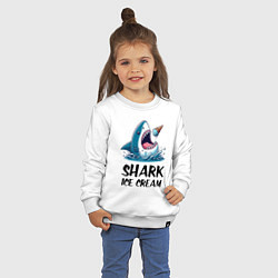 Свитшот хлопковый детский Shark ice cream - ai art, цвет: белый — фото 2