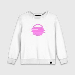 Свитшот хлопковый детский Абстрактное геометрическое неоновое солнце, цвет: белый