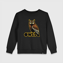 Свитшот хлопковый детский Owls, цвет: черный