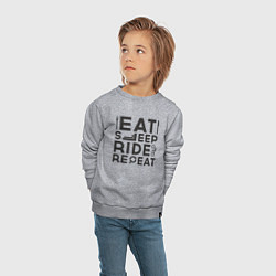 Свитшот хлопковый детский Eat sleep ride repeat, цвет: меланж — фото 2