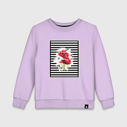 Детский свитшот Акварельные маки на полосатом фоне