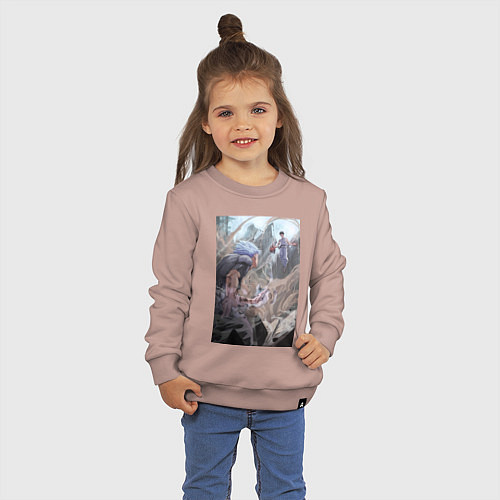 Детский свитшот Магическая битва Сатору Годзё Сукуна Рёмэн / Пыльно-розовый – фото 3