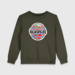 Свитшот хлопковый детский Norway, цвет: хаки
