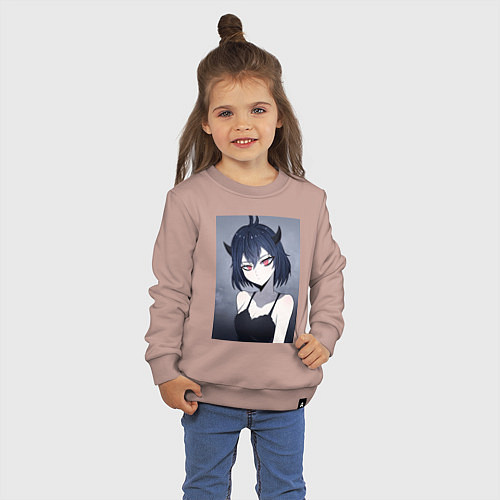 Детский свитшот Чёрный клевер Секре Сваллотейл Неро / Пыльно-розовый – фото 3