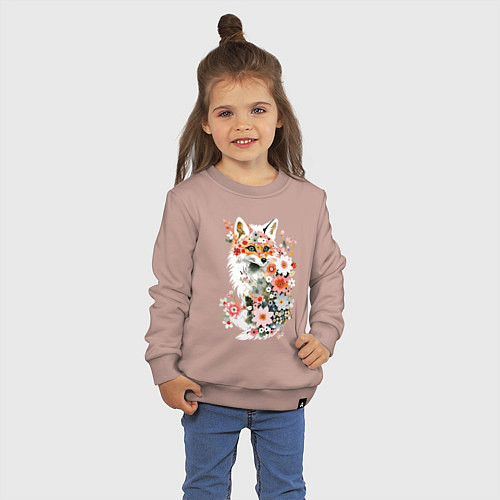 Детский свитшот Лисий контур из цветов / Пыльно-розовый – фото 3