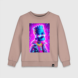 Свитшот хлопковый детский Кибер Барт цвета ультрамарин - нейросеть, цвет: пыльно-розовый