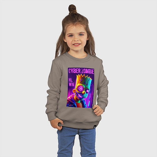 Детский свитшот Bart Simpson cyber zombie - halloween ai art / Утренний латте – фото 3