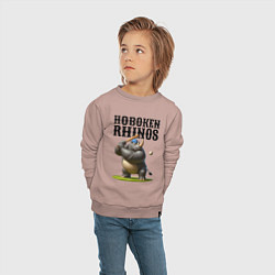 Свитшот хлопковый детский Rhino - cool batter, цвет: пыльно-розовый — фото 2