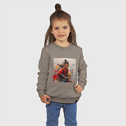 Свитшот хлопковый детский Краски самурая, цвет: утренний латте — фото 2