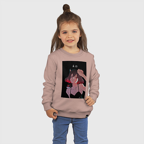 Детский свитшот Чёрный клевер неро / Пыльно-розовый – фото 3