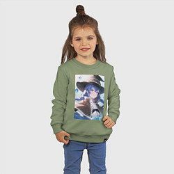 Свитшот хлопковый детский Реинкарнация безработного Рокси Мигурд, цвет: авокадо — фото 2