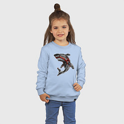 Свитшот хлопковый детский Мото акула, цвет: мягкое небо — фото 2
