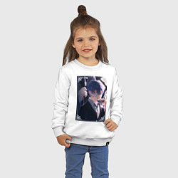 Свитшот хлопковый детский Тёмный дворецкий Сиэль Фантомхайв пьет чай, цвет: белый — фото 2