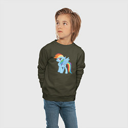 Свитшот хлопковый детский Рейнбоу Дэш из My Little Pony в кино, цвет: хаки — фото 2