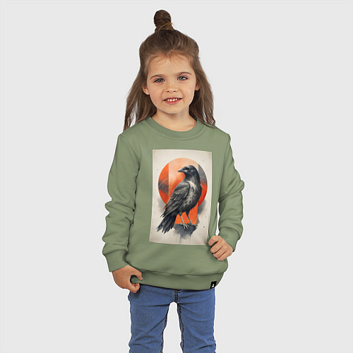 Детский свитшот Силуэт черной ворон / Авокадо – фото 3