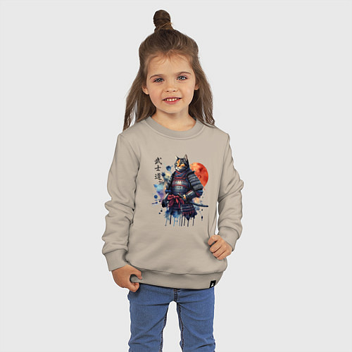 Детский свитшот Cat samurai - bushido ai art / Миндальный – фото 3