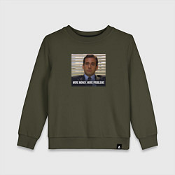 Свитшот хлопковый детский More money, more problems - the office, цвет: хаки