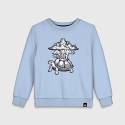 Свитшот хлопковый детский Слоны и черепаха, цвет: мягкое небо