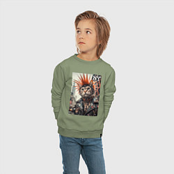 Свитшот хлопковый детский Котяра панк из Нью-Йорка - нейросеть, цвет: авокадо — фото 2