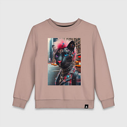 Детский свитшот Голубоглазая пантера модница из Нью-Йорка - нейрос